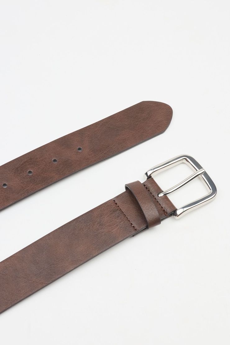 Square Classic Belt, Silver/Brown, large
