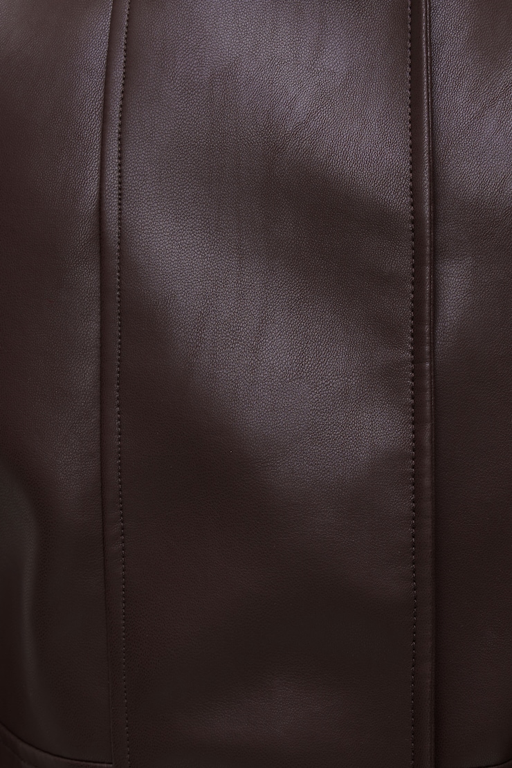 Cropped Faux Leather Bomber Jacket