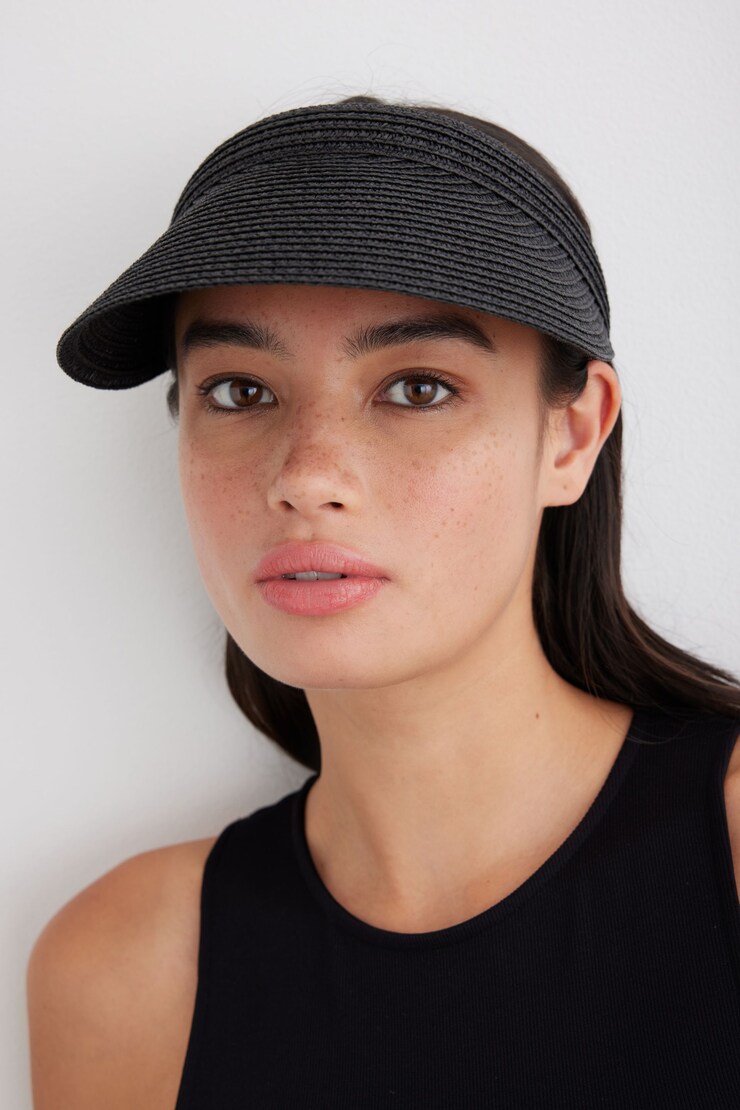 Straw Visor Jet Black large