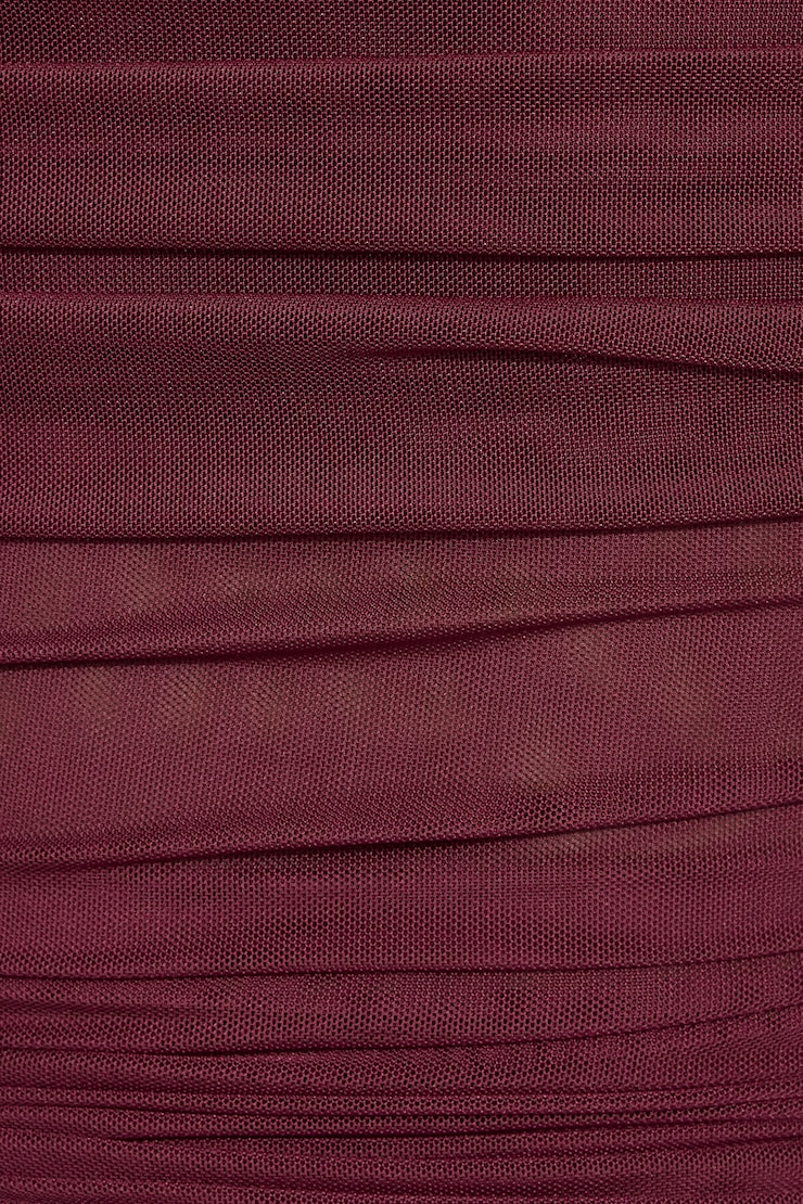 Mesh Long Sleeve Off Shoulder Top