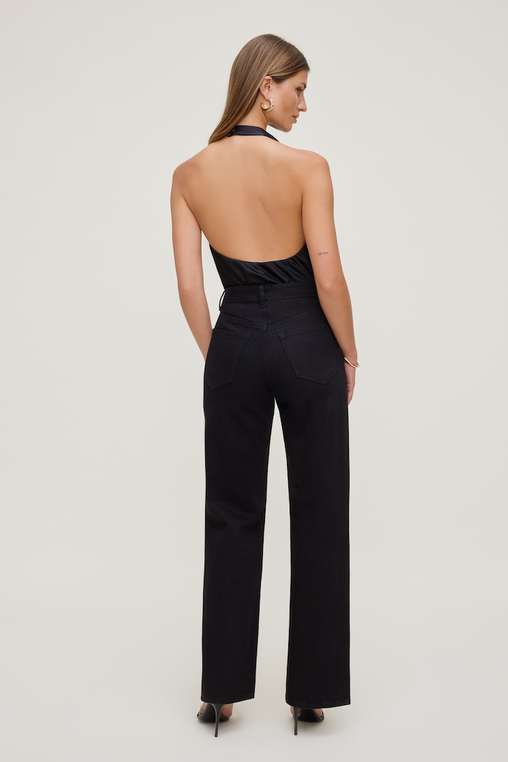 Camila Satin Cowl Halter Neck Blouse Jet Black large