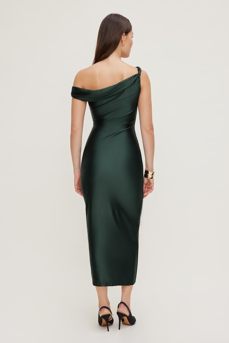 Jayde Stretch Satin Maxi Dress Satin Scarab Green large