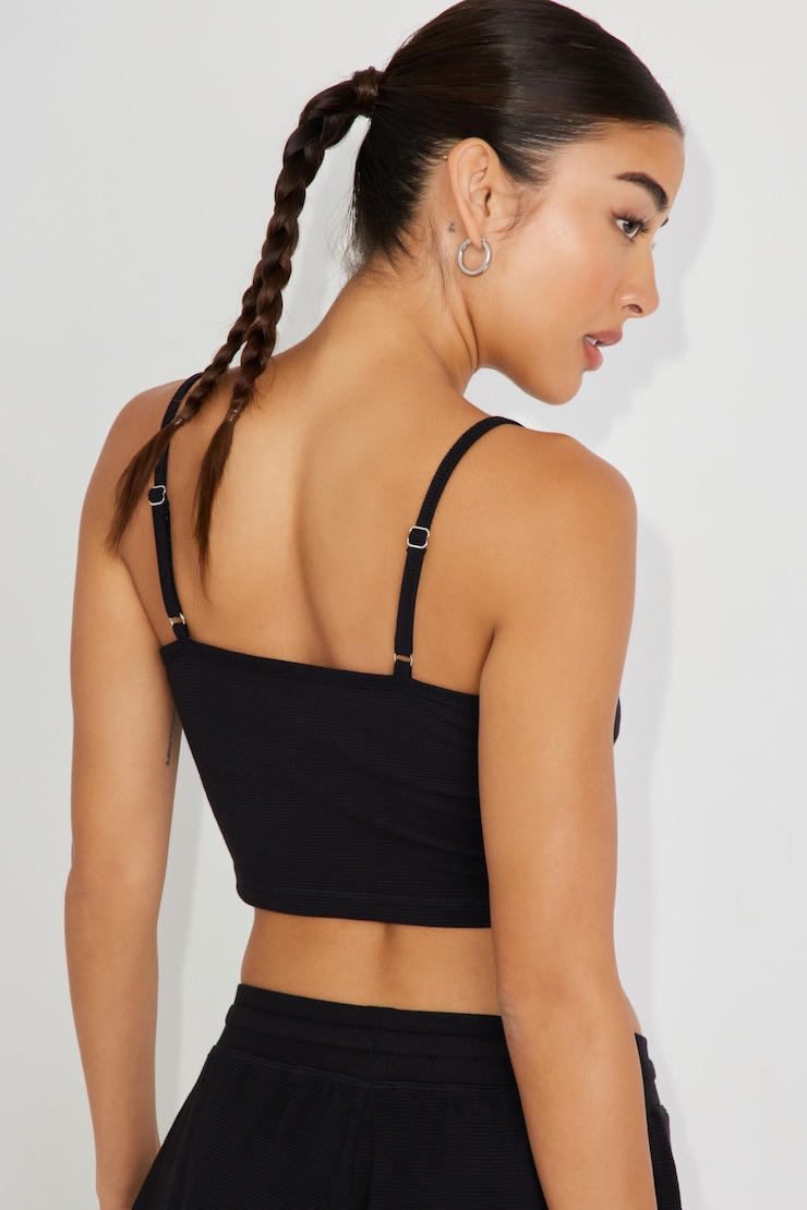 Waffle Cami, Washed Black, large