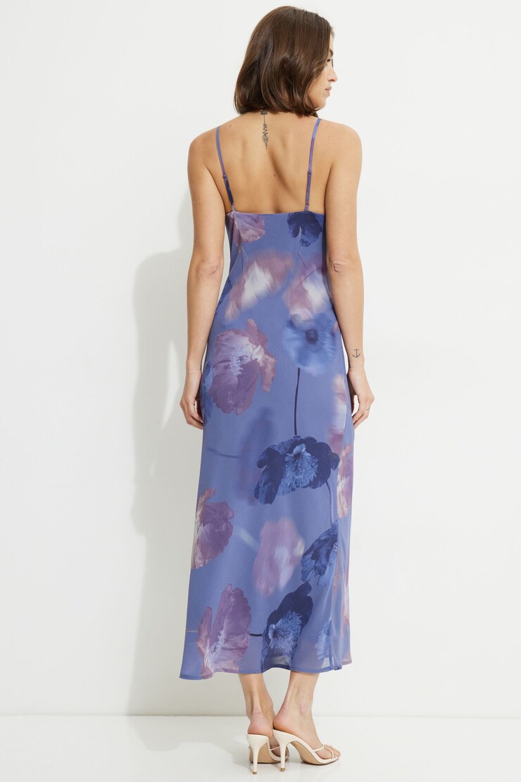 Estera Cowl Neck Maxi Slip Dress Violet & Blue Floral large