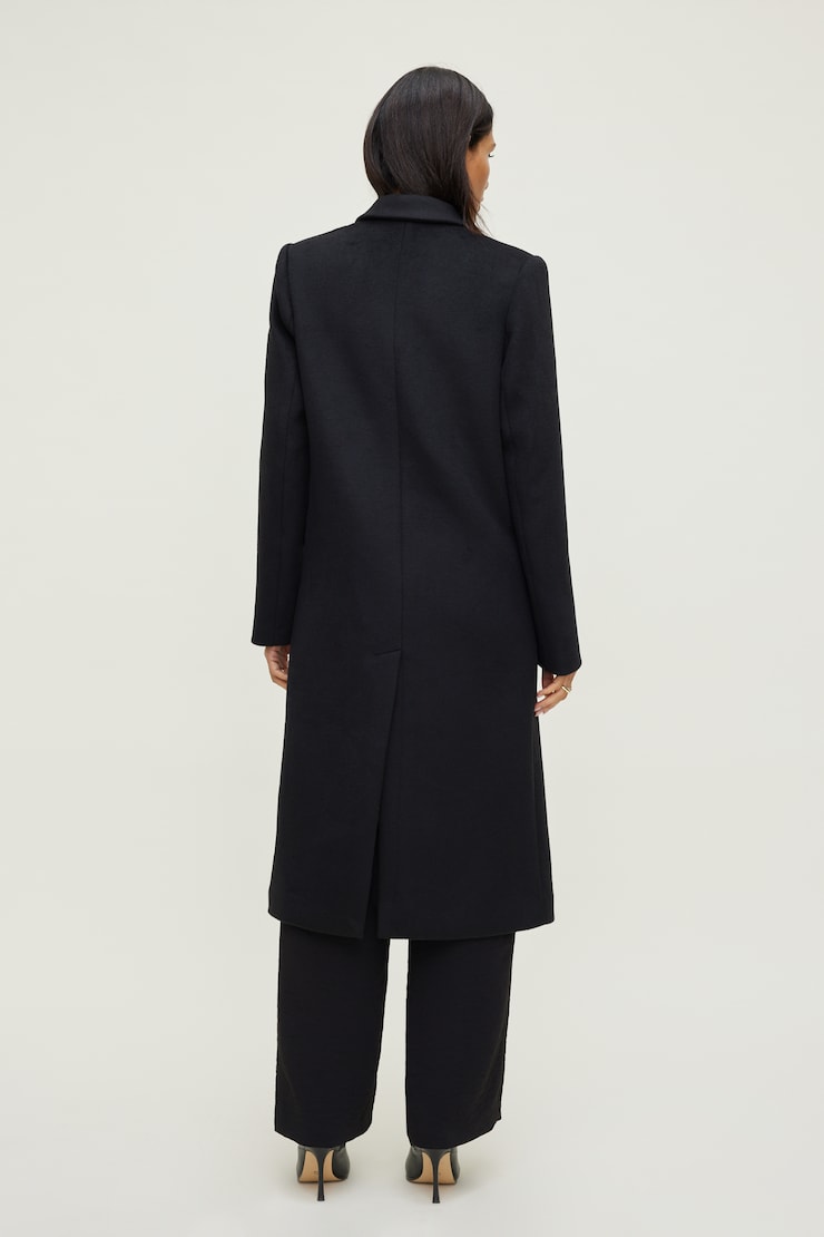 Manteau surdimensionné en laine à double boutonnage Noir encre large