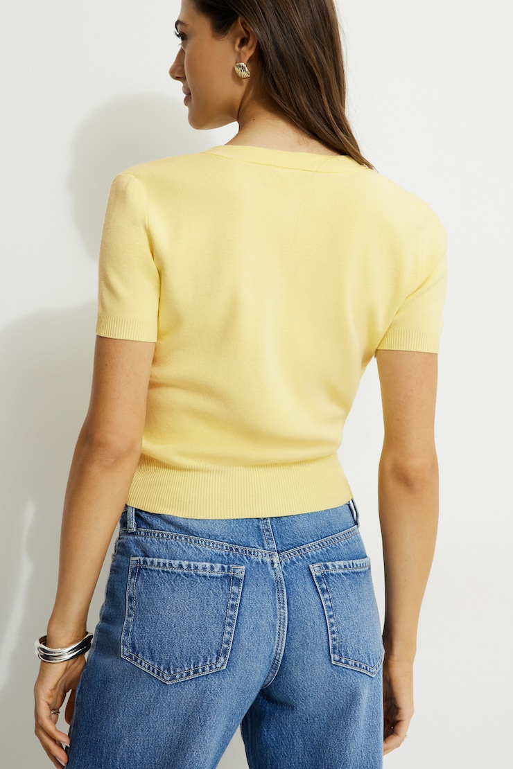 Cardigan à manches courtes Becca Jaune double-crème large