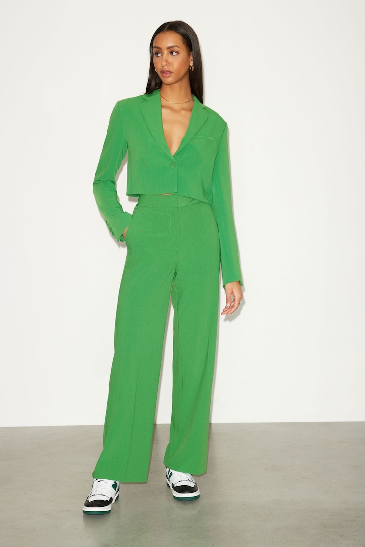 Pantalon à jambe droite Yasmin Genévrier vert large