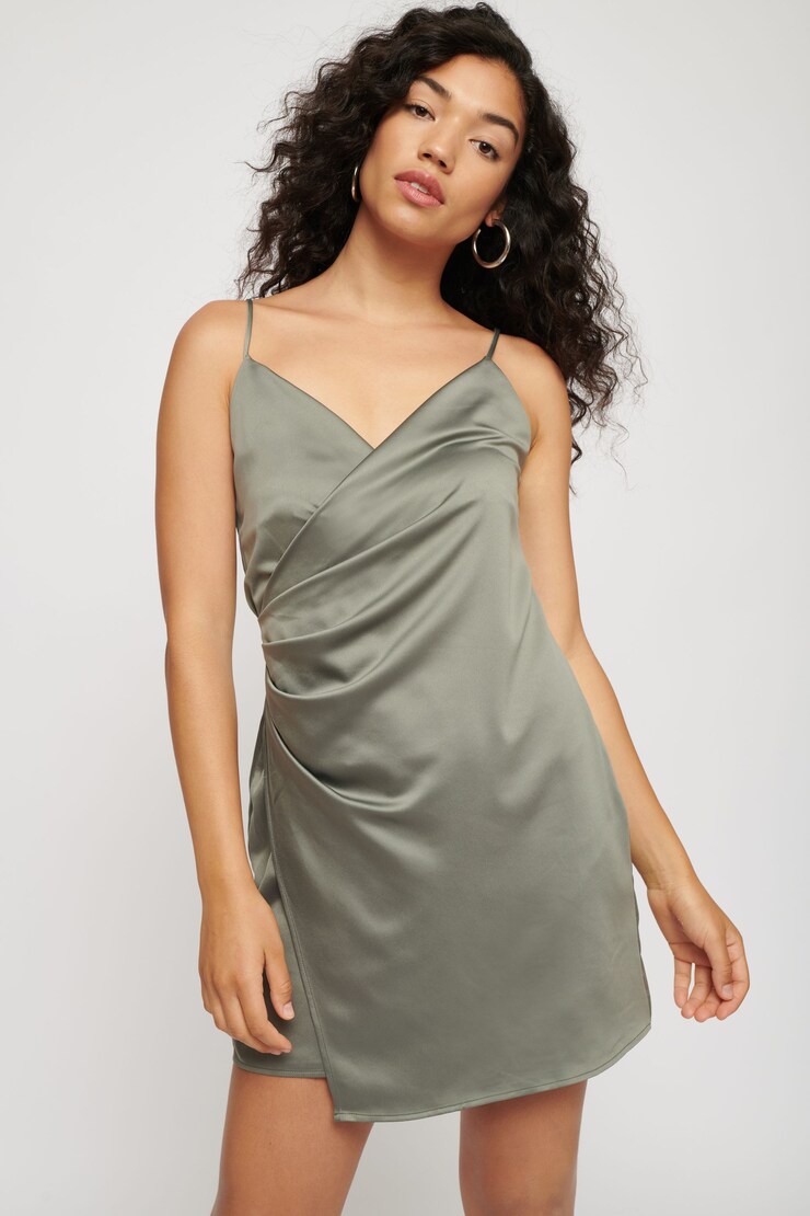 Leslie Satin Cami Dress Castor Grey large
