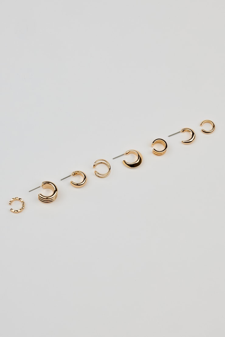 8 Pack Clean Metal Party Earrings, Gold, large