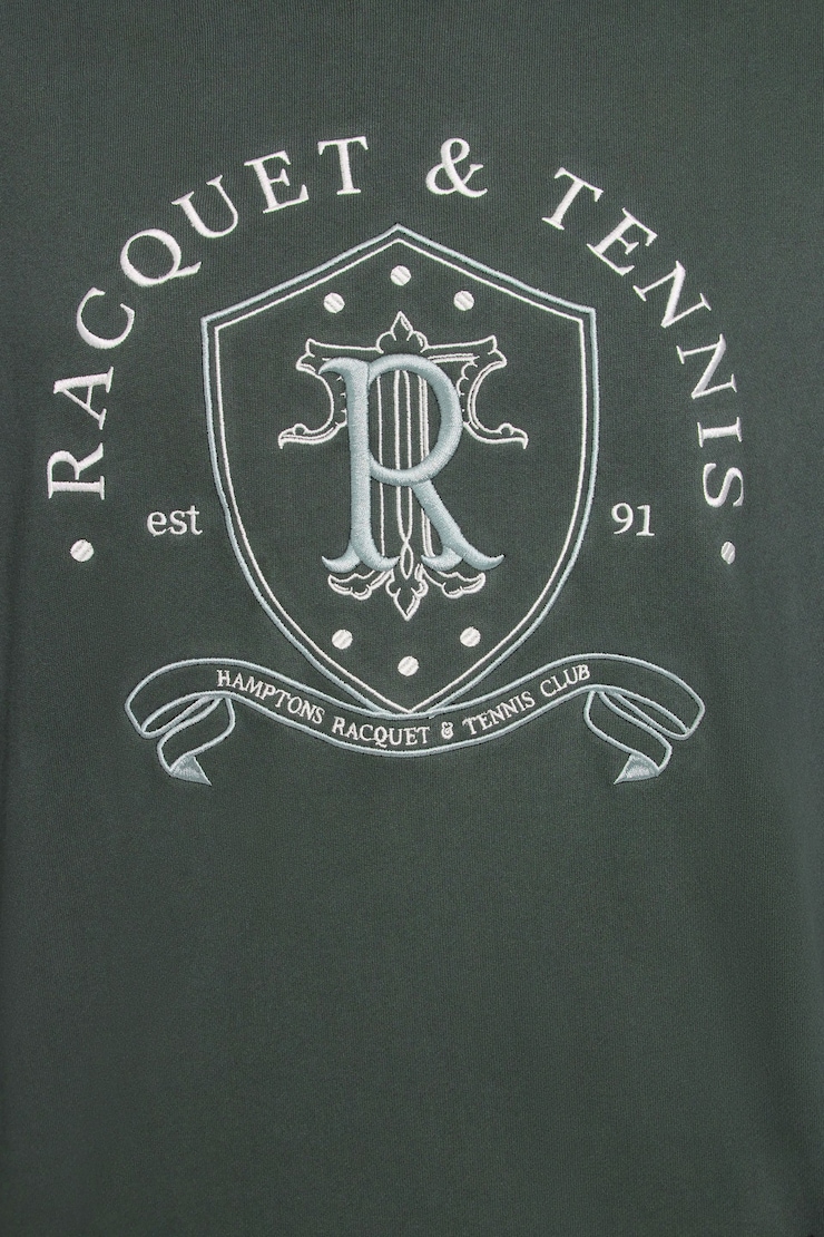 UltraFleece Crewneck Sweatshirt, Urban Chic Green with "Racquet & Tennis" Art, large