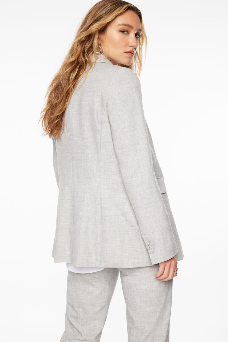 One Button Cinched Blazer Light Gray large
