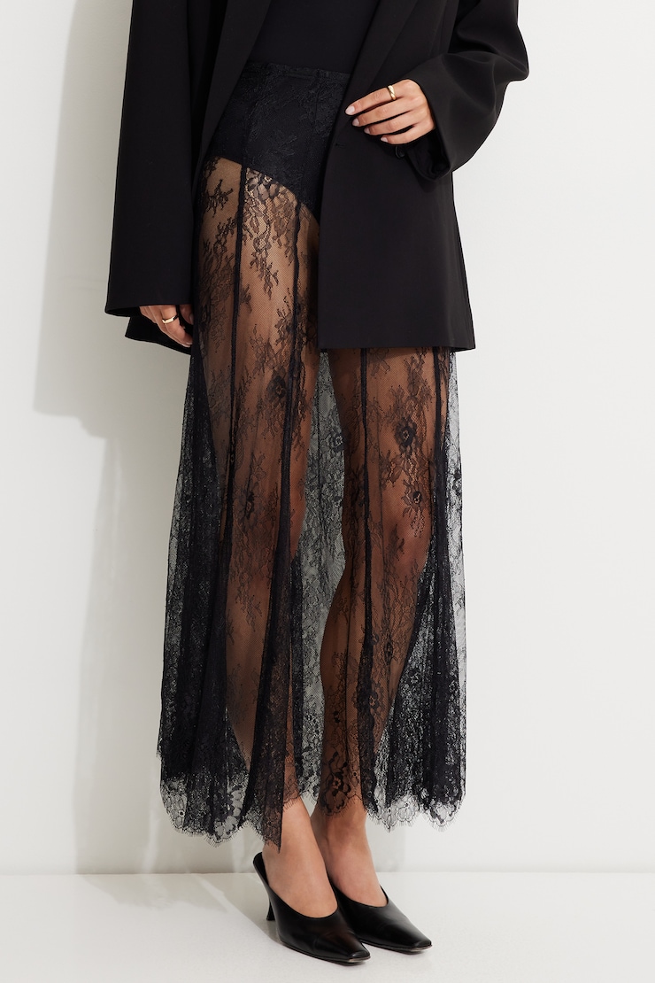 Sheer Lace Maxi Skirt Jet Black large
