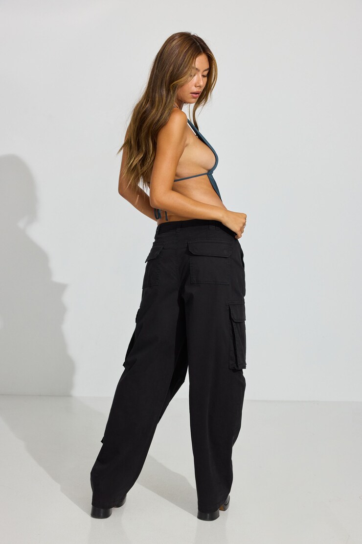 Ashton Barrel Cargo Pants, Jet Black, large