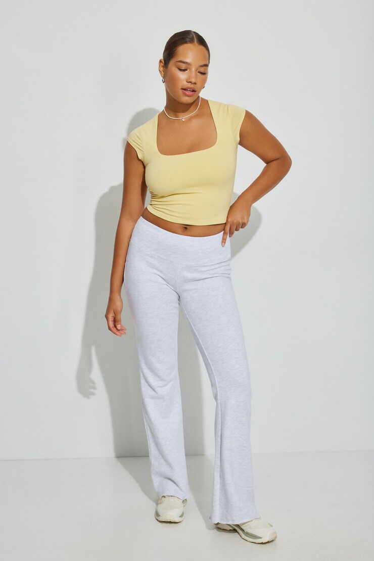 Portia Square Neckline Tee, Butter Yellow, large