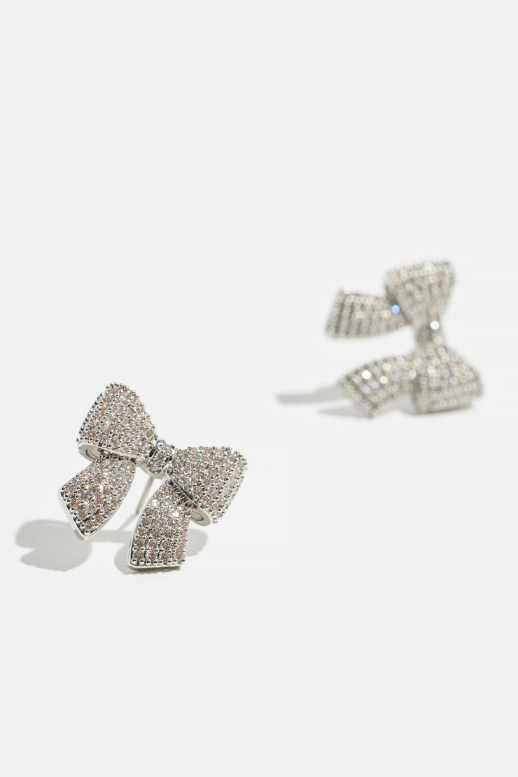 Micropavé Gem Bow Studs Silver large