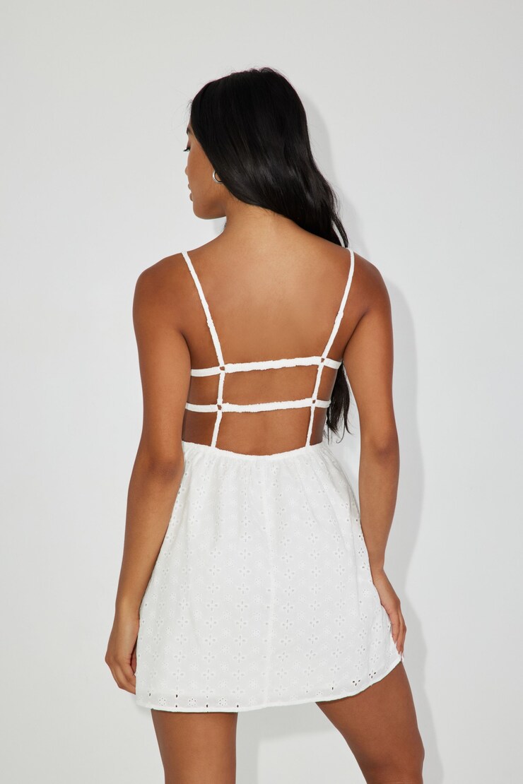 Kaia Cage Back Eyelet Dress, Snow White, large