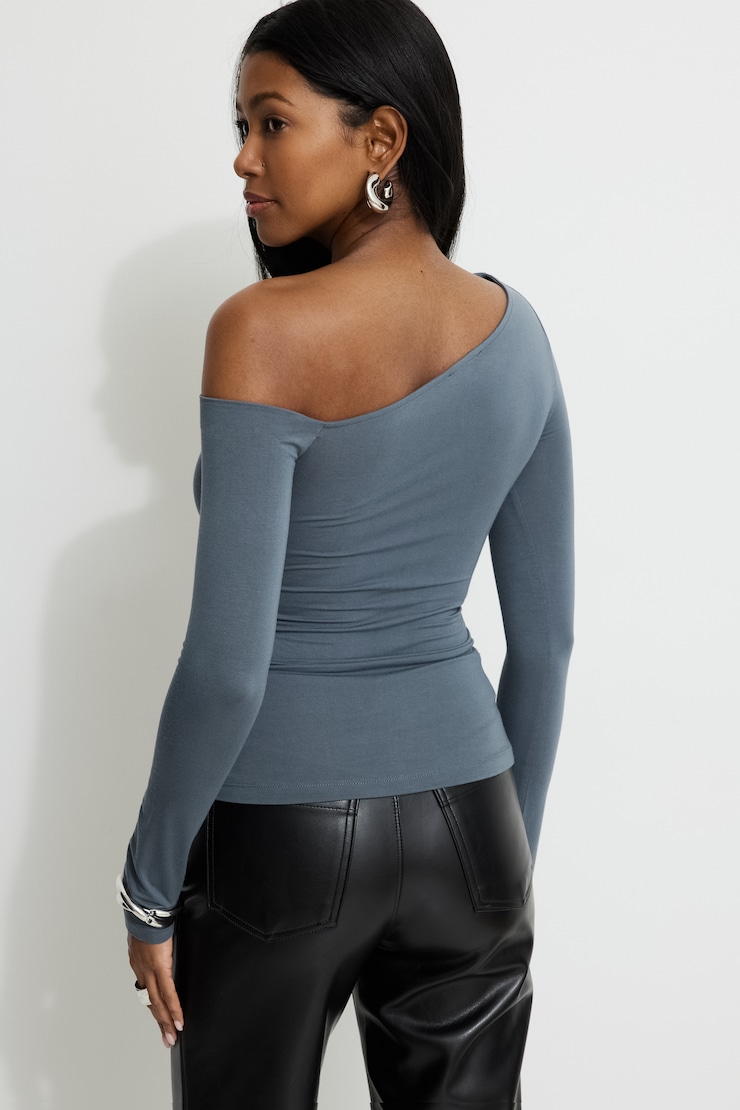 Kat Single Shoulder Jersey Top Turbulence large