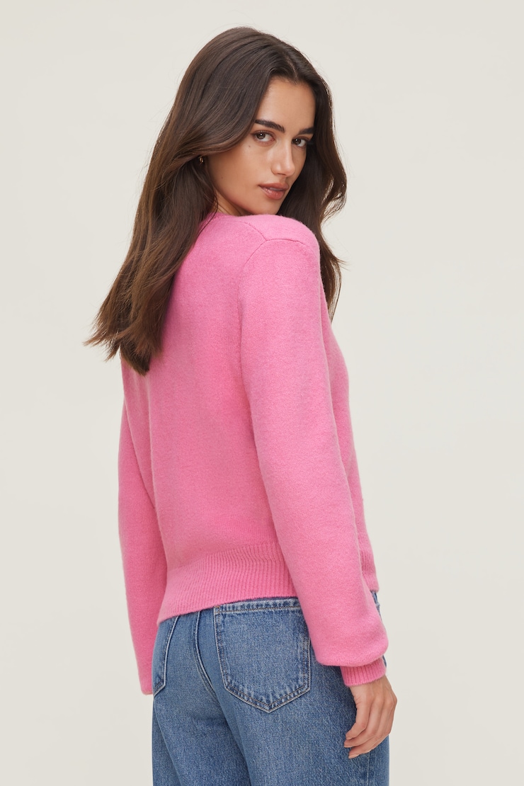 Rebecca Crewneck Cardigan Wild Orchid Pink large