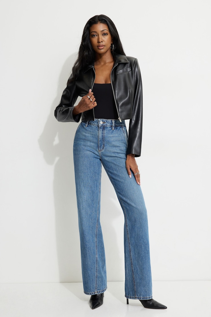 Heidi Wide Leg Twisted Seam Jeans Black | Dynamite