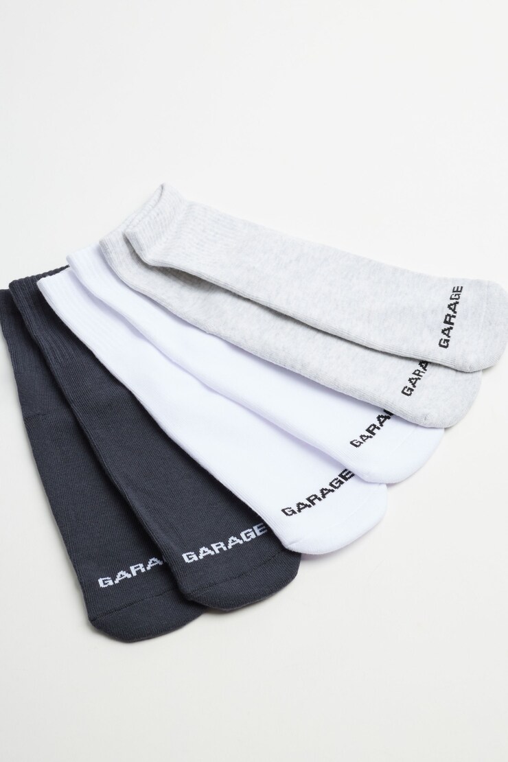 3 Pack Shorty Socks, Forged Iron Grey/White/Black, large