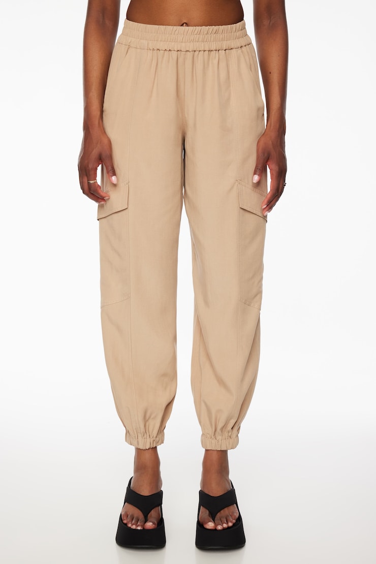Daria Utility Jogger Pants  Almond Tan Beige large