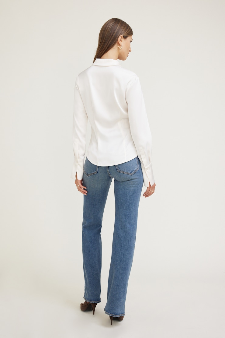 Eva Cinched Satin Shirt Sea Salt Off White large