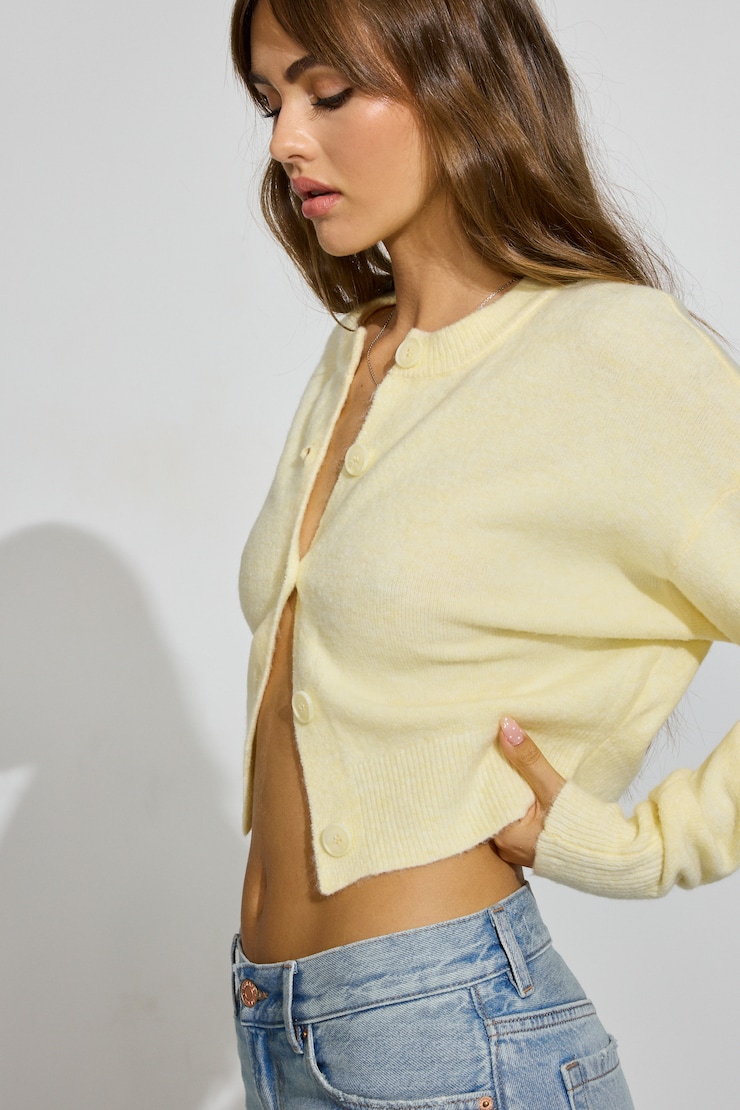 Renee Spongy Cropped Cardigan Yellow | Garage