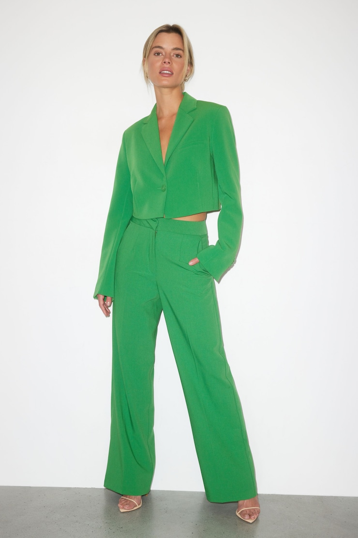 Pantalon à jambe droite Yasmin Genévrier vert large