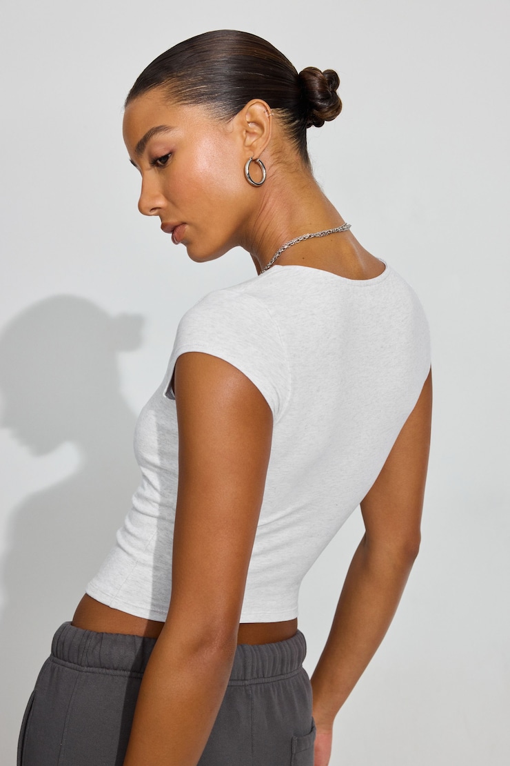 Portia Square Neckline T Shirt, Spring Grey Mix, large