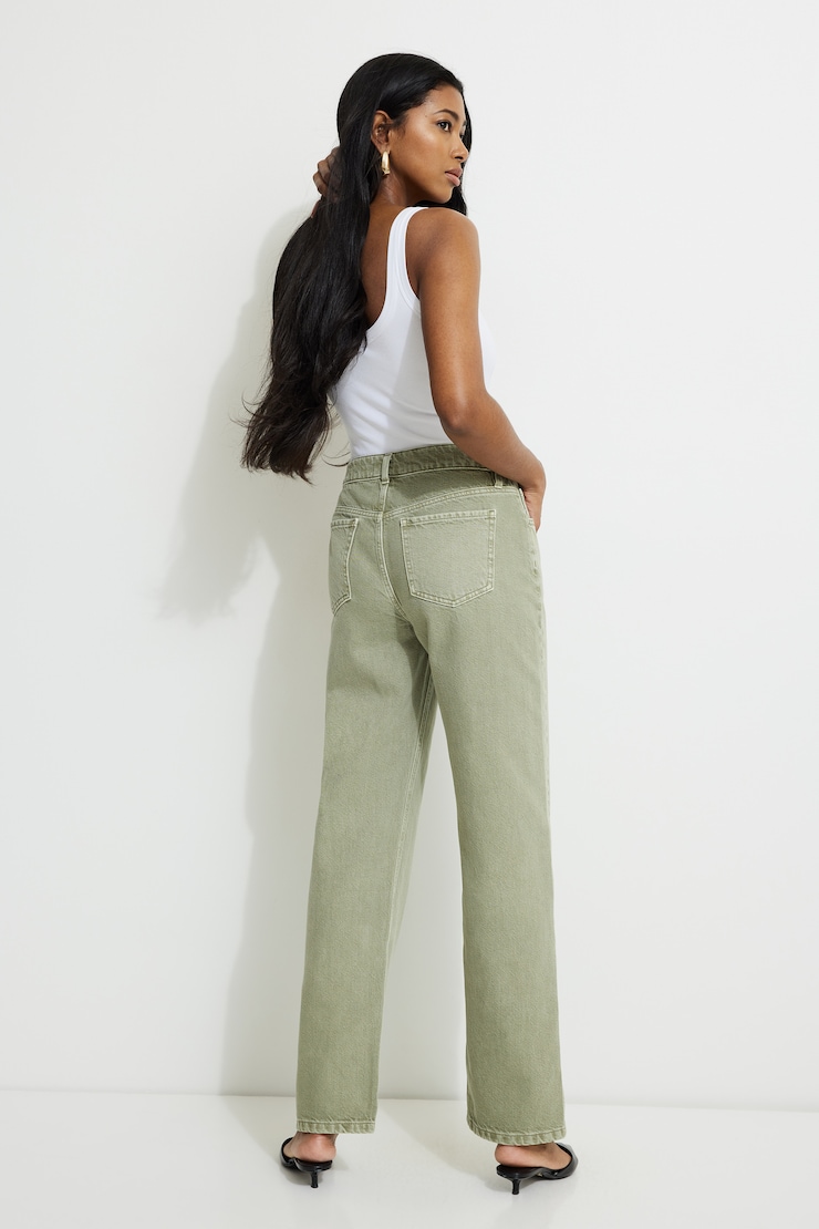 Mika Mid Rise Relaxed Straight Leg Jeans Khaki / Vetiver large