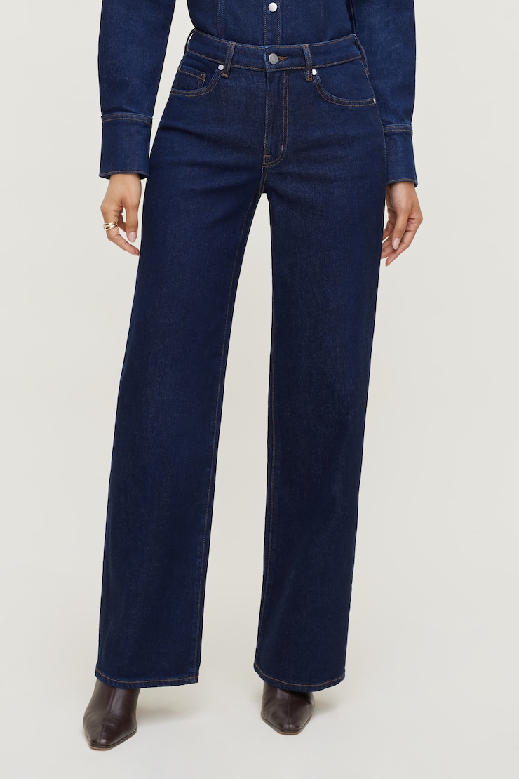 Heidi Stretch High Rise Wide Leg Jeans Dark Indigo / Indigo Rinse large