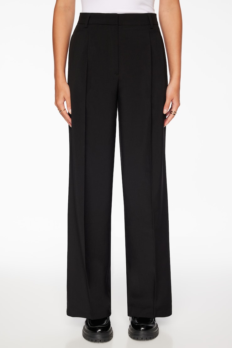 Eversleek | Ellie Pleated Wide Leg Pants Jet Black large