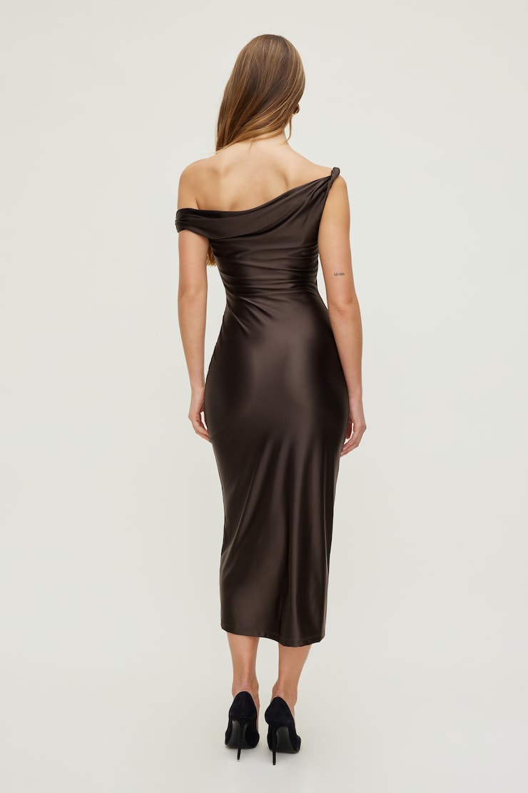 Jayde Stretch Satin Maxi Dress Satin Java Brown large