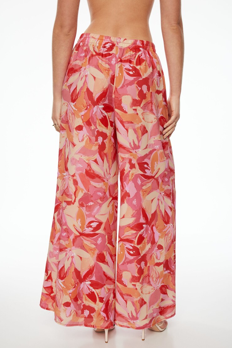 Wide Leg Palazzo Pants Bright Pink Floral large