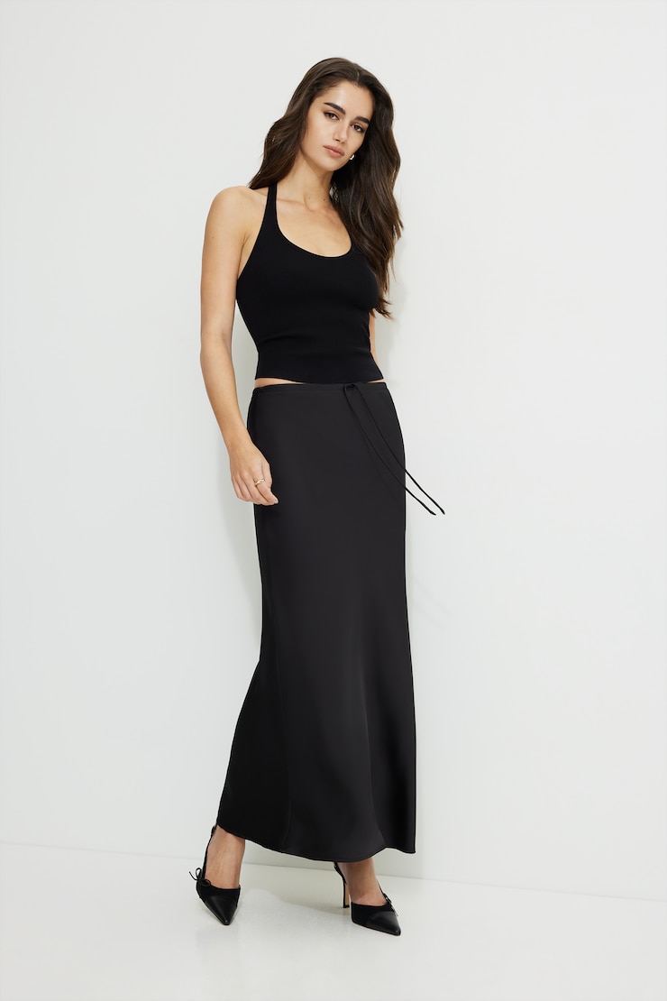 Mary Ribbed Halter Top Jet Black large