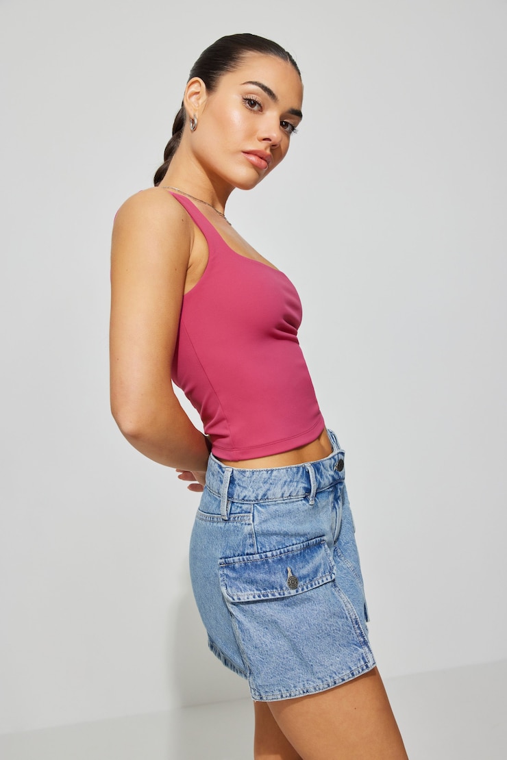 Denim Cargo Skort, Edith Blue, large