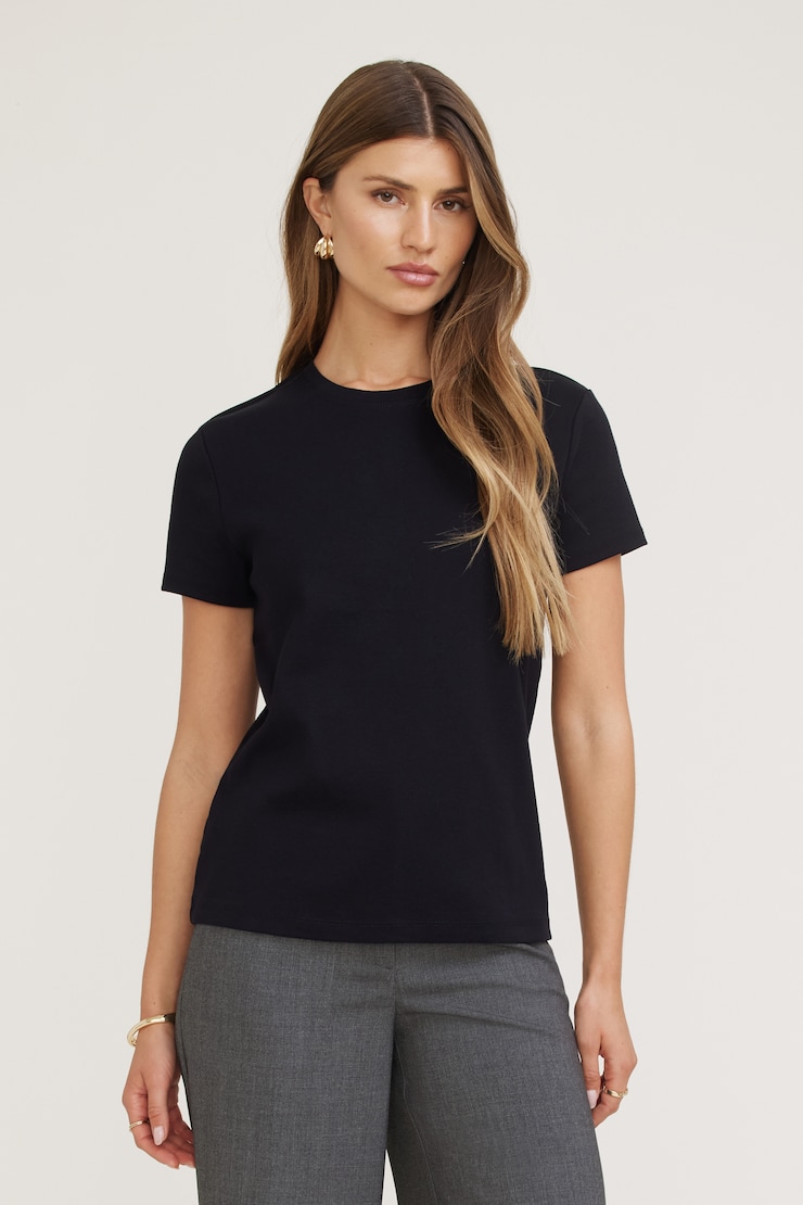 Emy Slim Cotton T Shirt Jet Black large