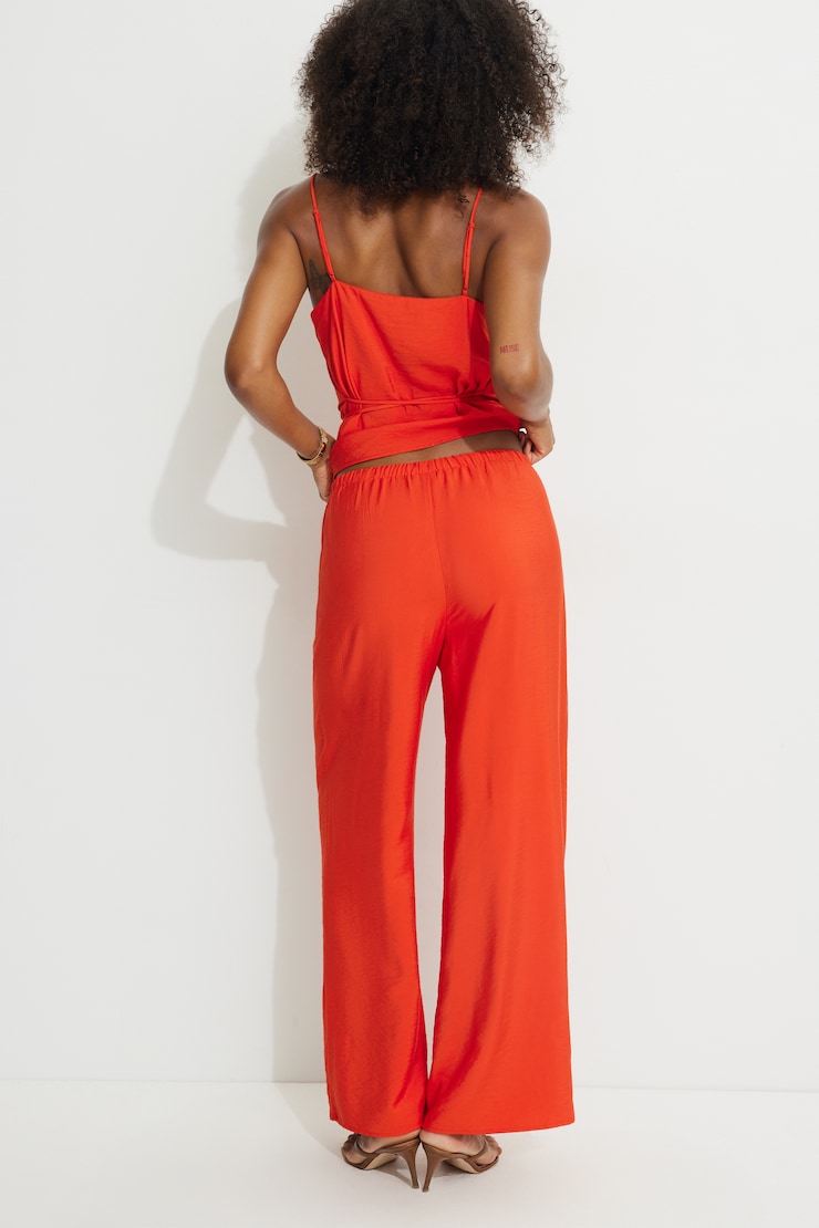 Wide Leg Drawstring Pants Fiery Red large