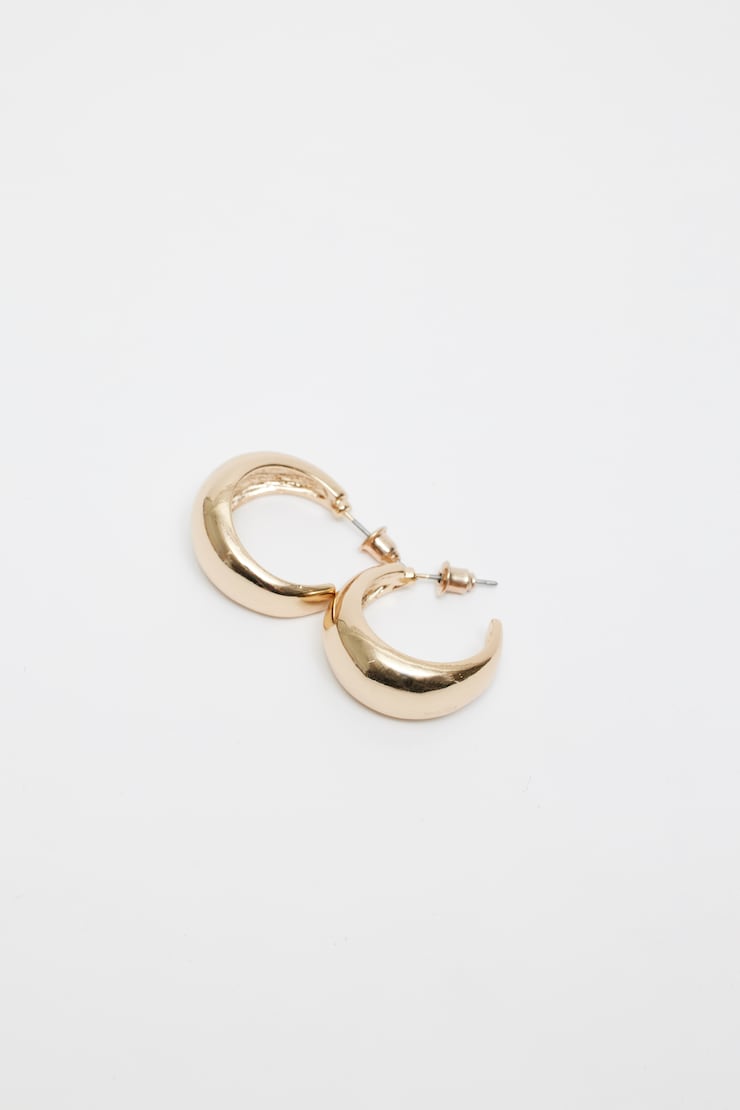 3 Pack Textured Hoop Earrings, Gold, large