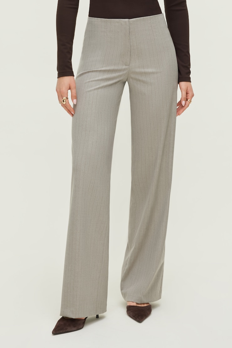 Frankie Pinstripe Slim Bootcut Pants Beige Pinstripe large