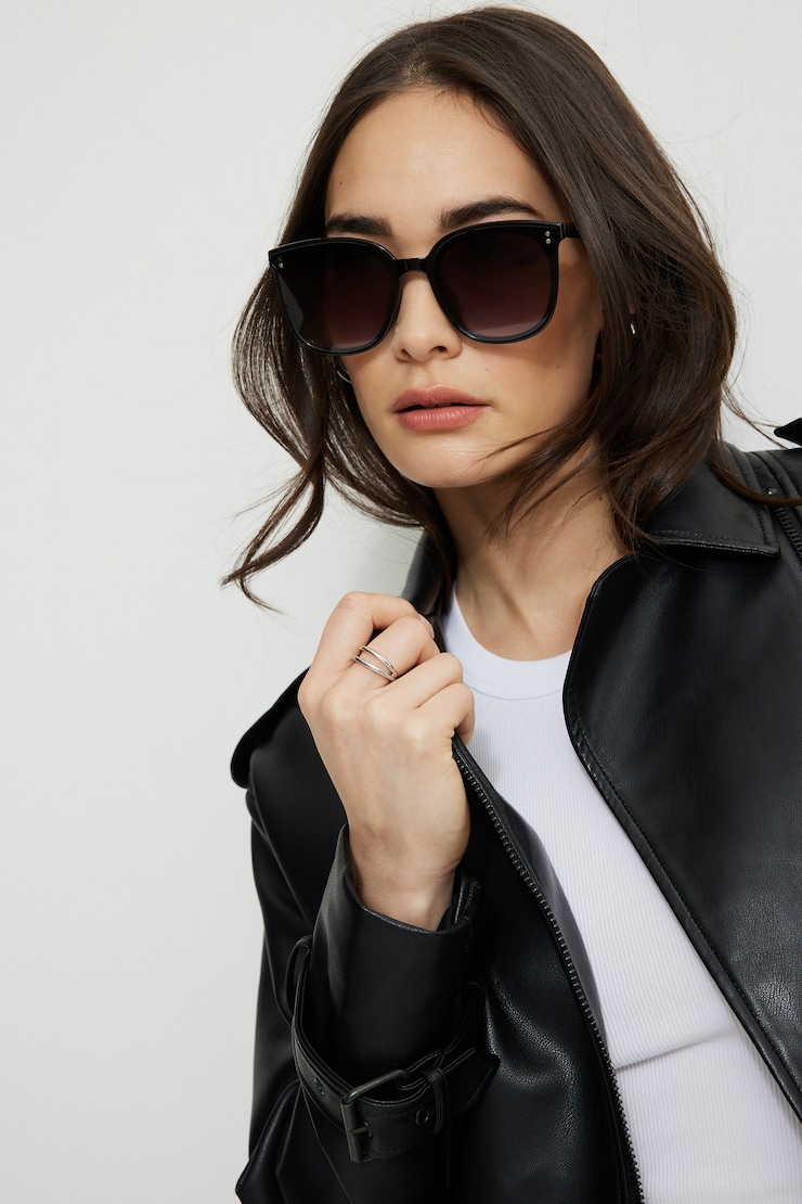 Flat Wayfarer Sunglasses Jet Black large