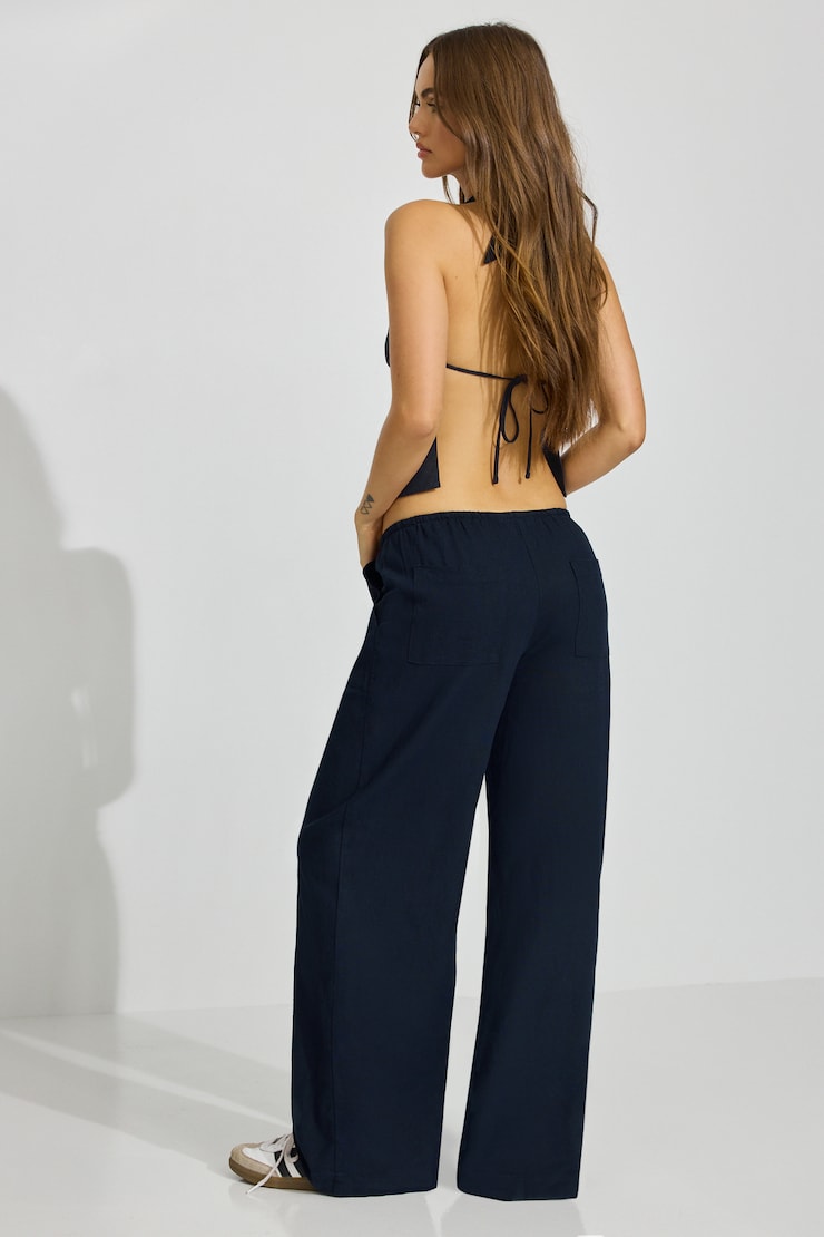 Millie Linen Pull-On Pants, Mariana Blue, large