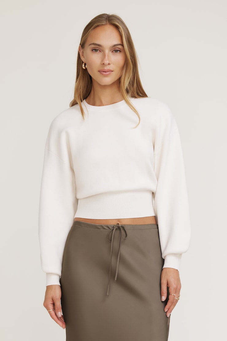 Balloon Sleeve Sweater Sea Salt Off White large