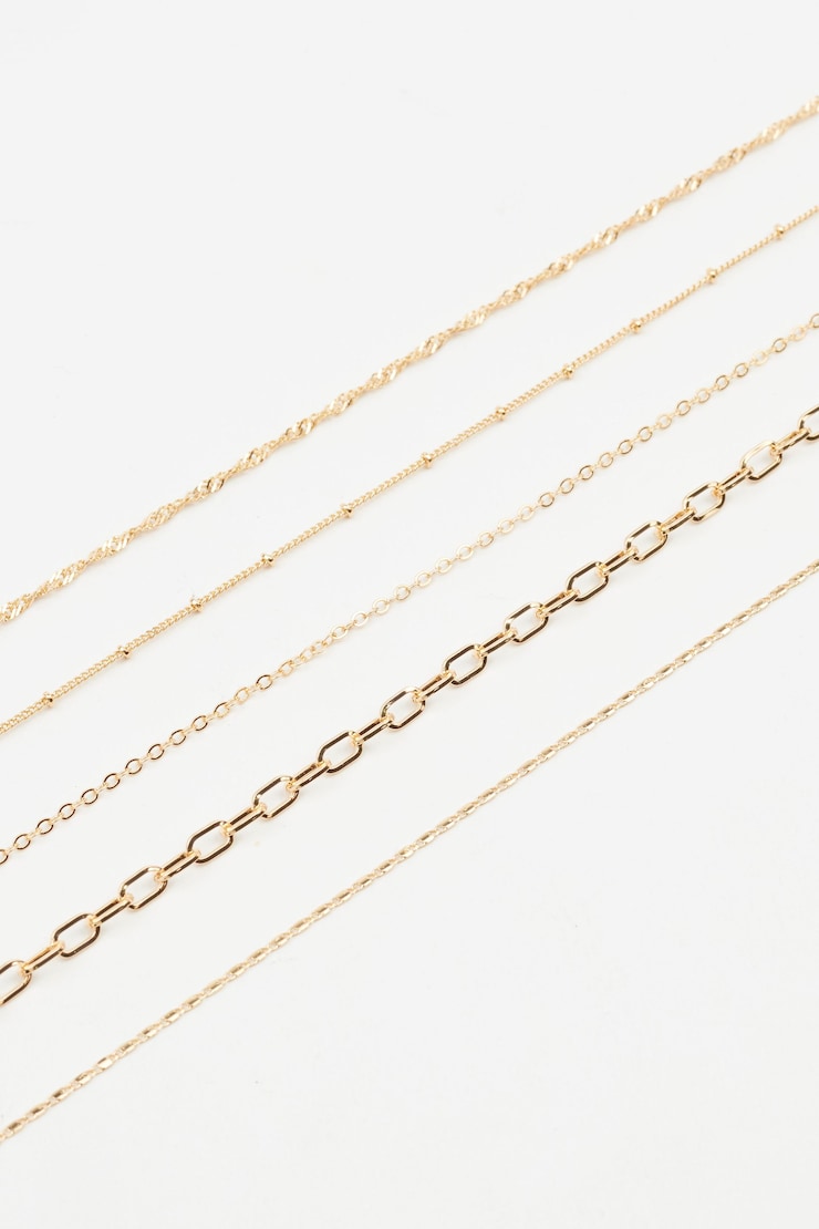 Set of 5 Classic Chains, Gold, large