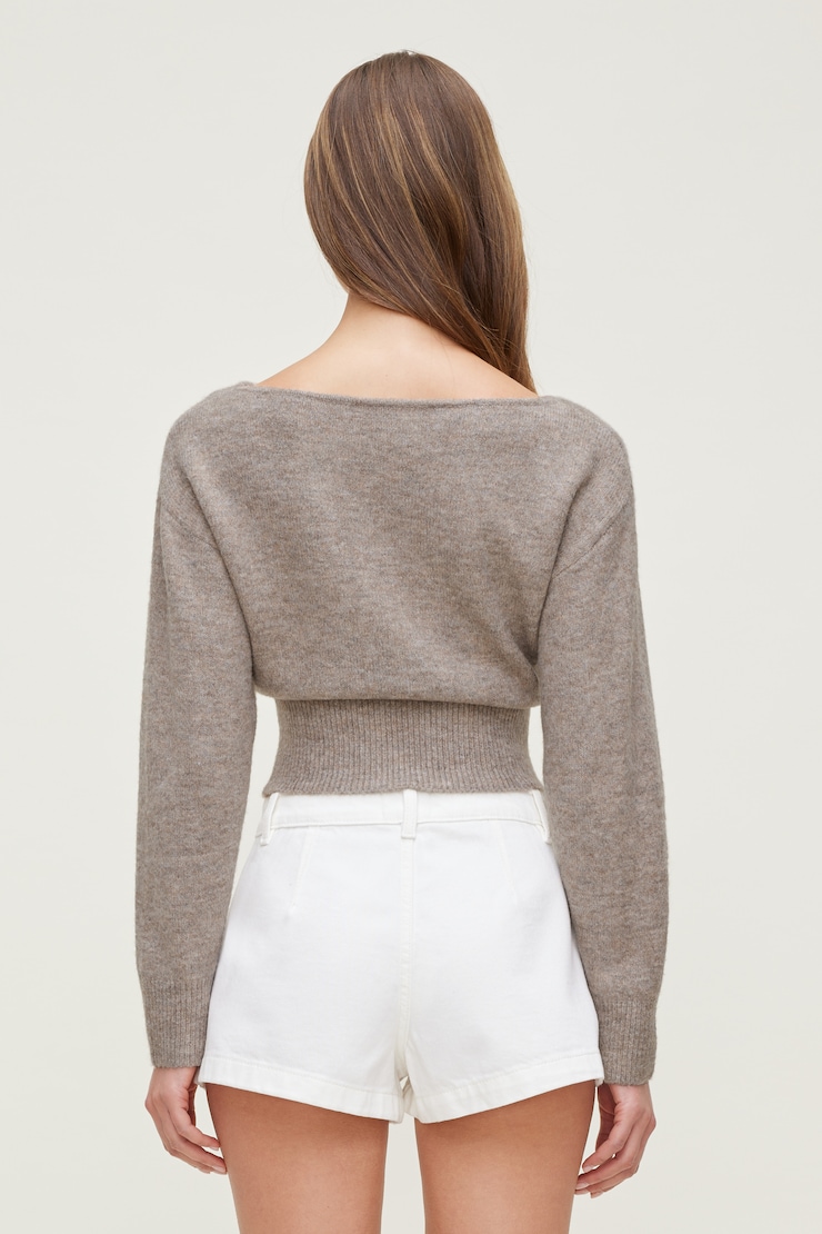 Juliet Cinched Boat Neck Sweater Chalet Brown Melange large