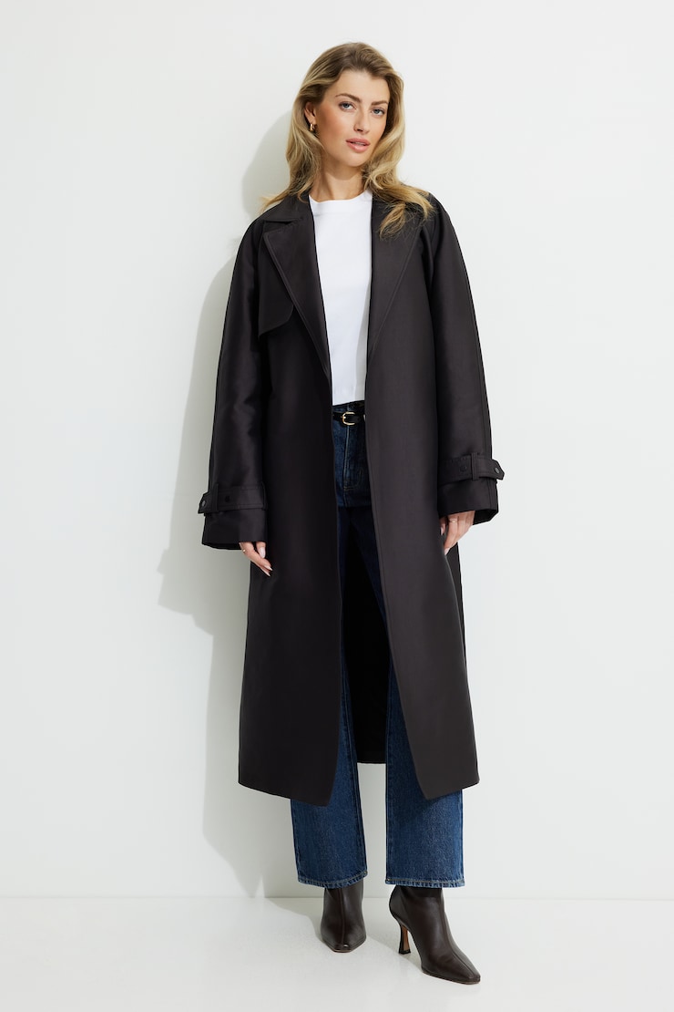 Sateen Trench Coat Black | Dynamite