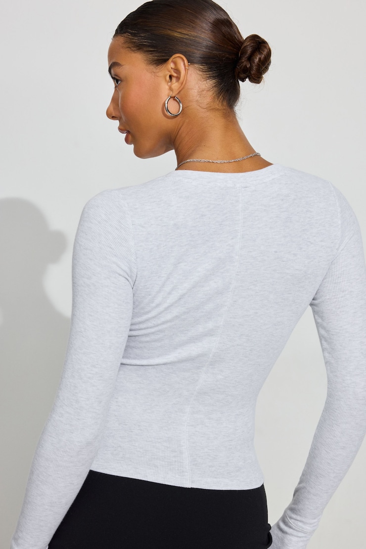 Billie Henley Long Sleeve Top, Spring Grey Mix, large