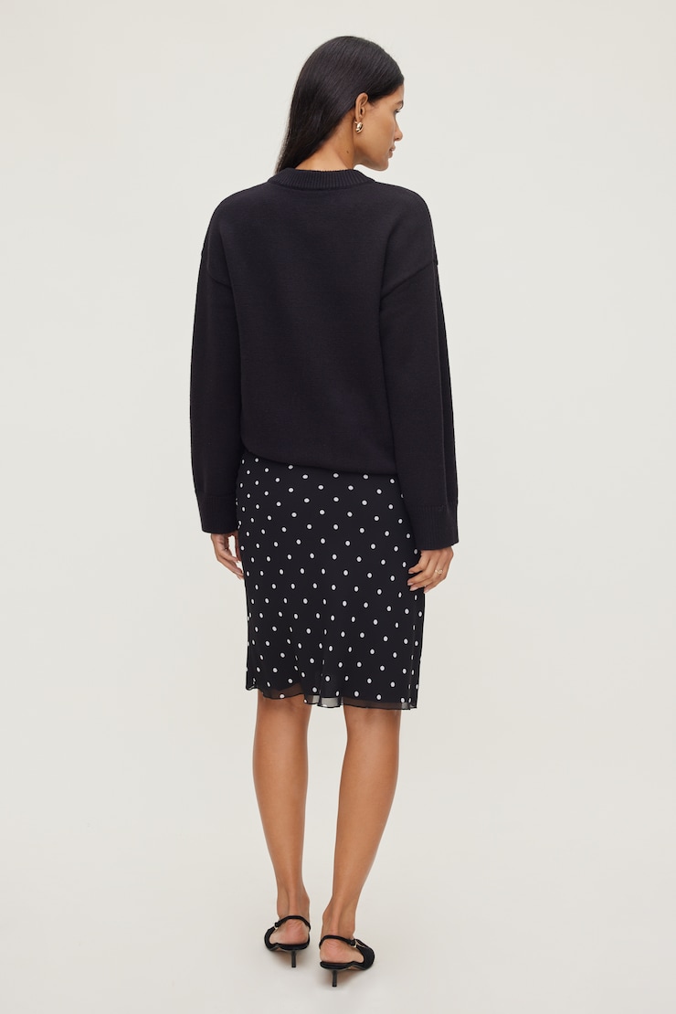 Polka Dot Midi Skirt Black | Dynamite