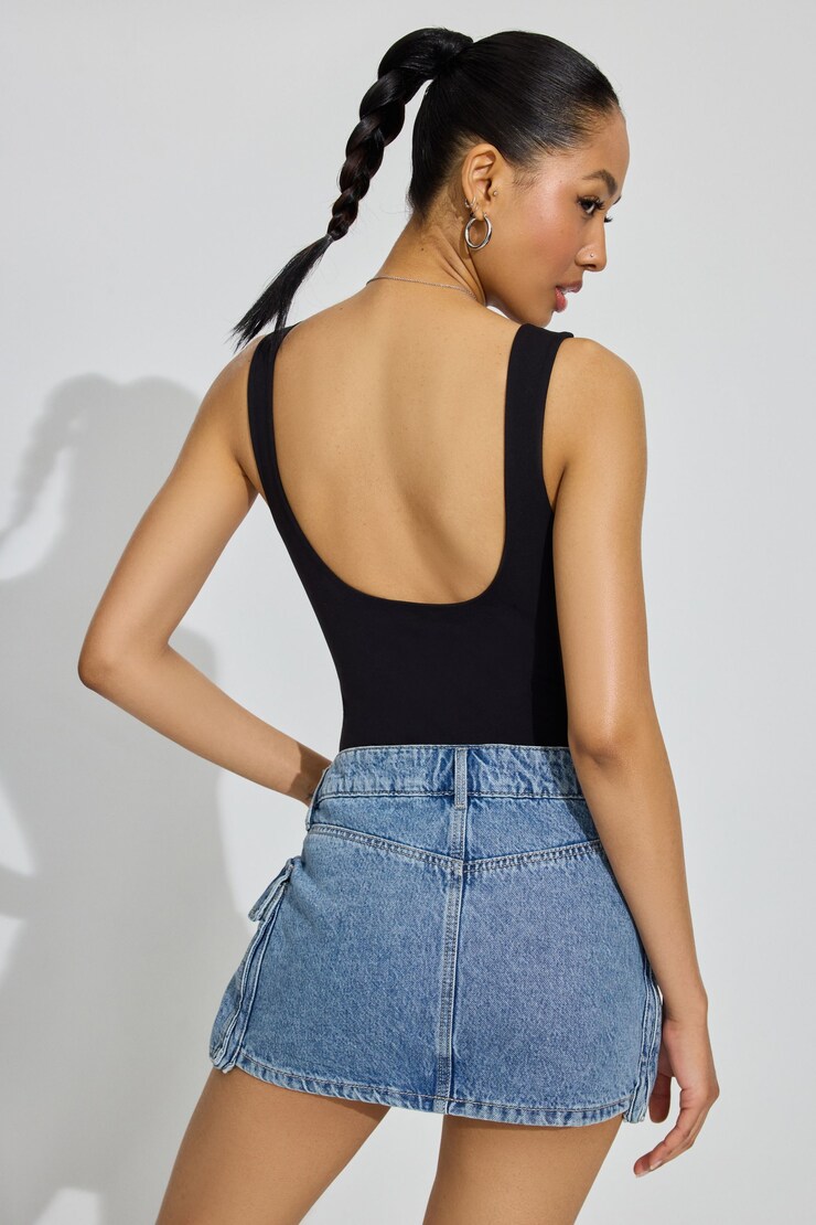 Square Neck Bodysuit, Jet Black, large