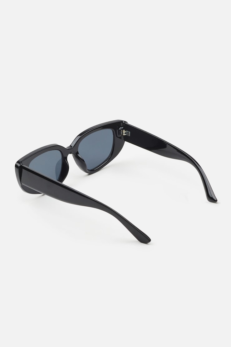 Chunky Cat Eye Sunglasses, Jet Black, large